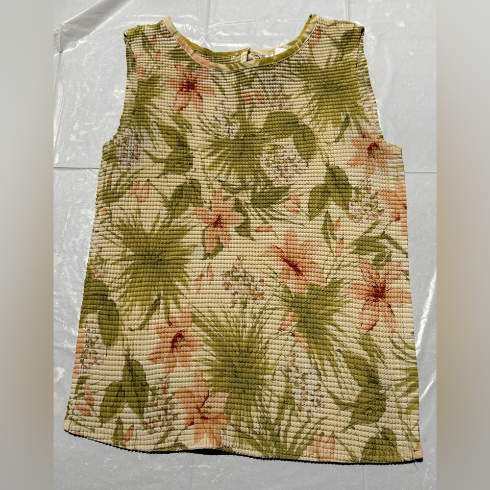 Vintage ANNA Women’s Small Sleeveless Stretchy Floral Tank Top Shirt